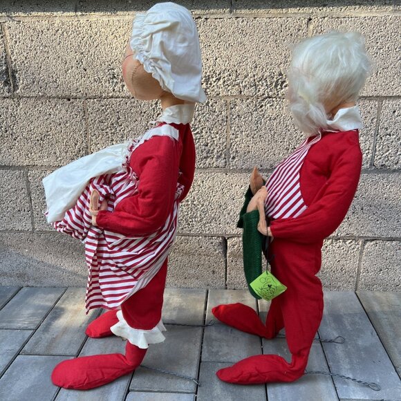 Vintage 1970s Annalee Mobilitee 30" Santa & Mrs Claus Dolls Door Greeters - Picture 14 of 16